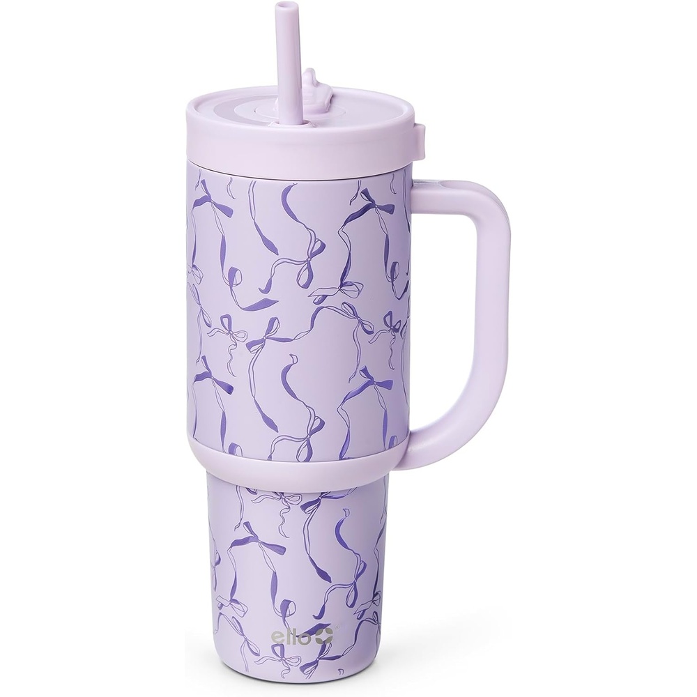 image:imageEllo Oasis 40oz Tumbler with Handle amp Retracting Straw Reusable Insulated Stainless Steel Cup 100 Leakproof Keeps Cold for 24 Hours Cup Holder Friendly Picnic on the VineTake a Bow