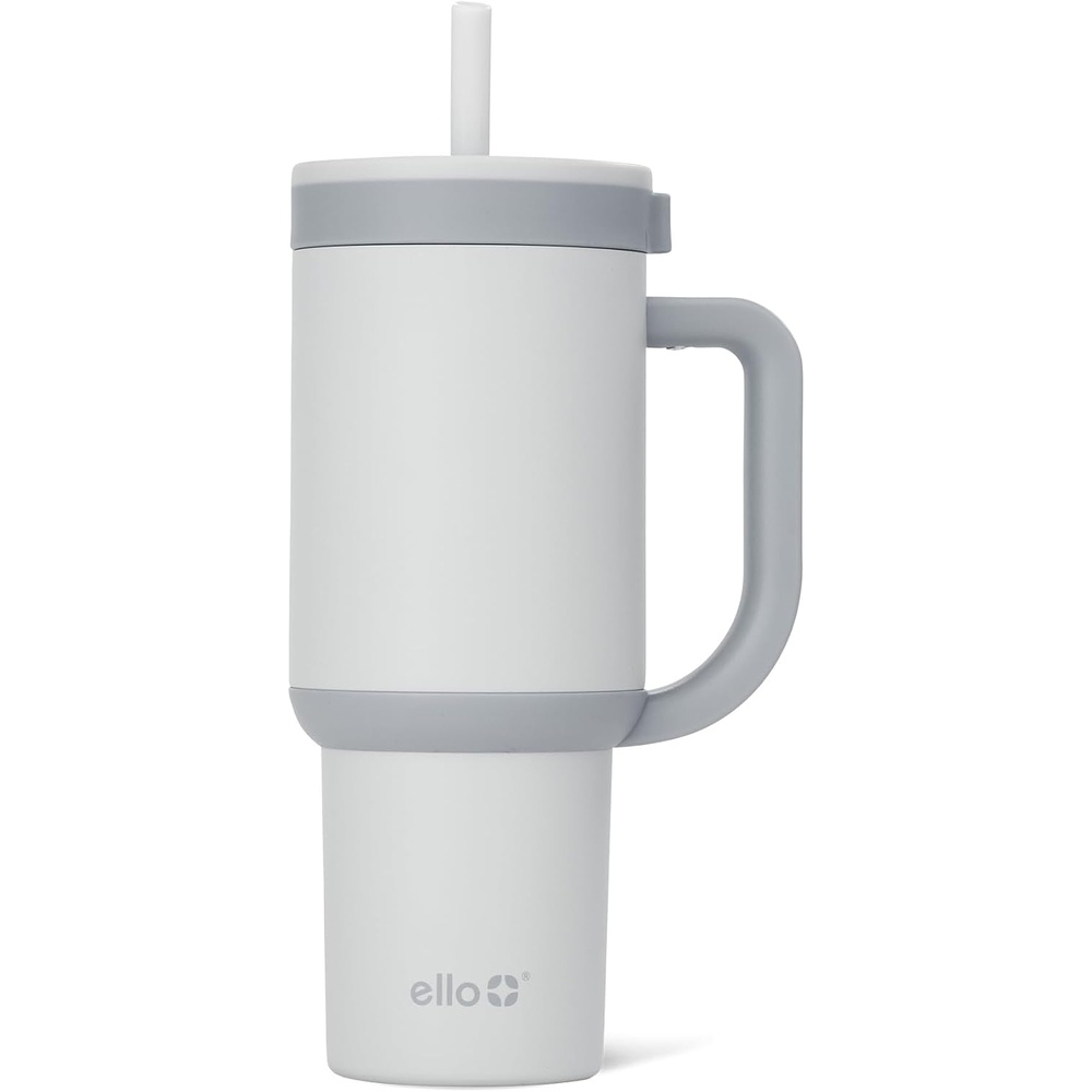 image:imageEllo Oasis 40oz Tumbler with Handle amp Retracting Straw Reusable Insulated Stainless Steel Cup 100 Leakproof Keeps Cold for 24 Hours Cup Holder Friendly Picnic on the VineGrayscale