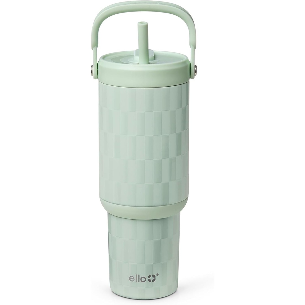 image:imageEllo Oasis Go 32oz Tumbler with Top Handle and Retracting Straw Reusable Insulated Stainless Steel Cup 100 Leakproof Water Bottle 24 Hours Cold Cup Holder Friendly For Travel JadeglowJadeglow