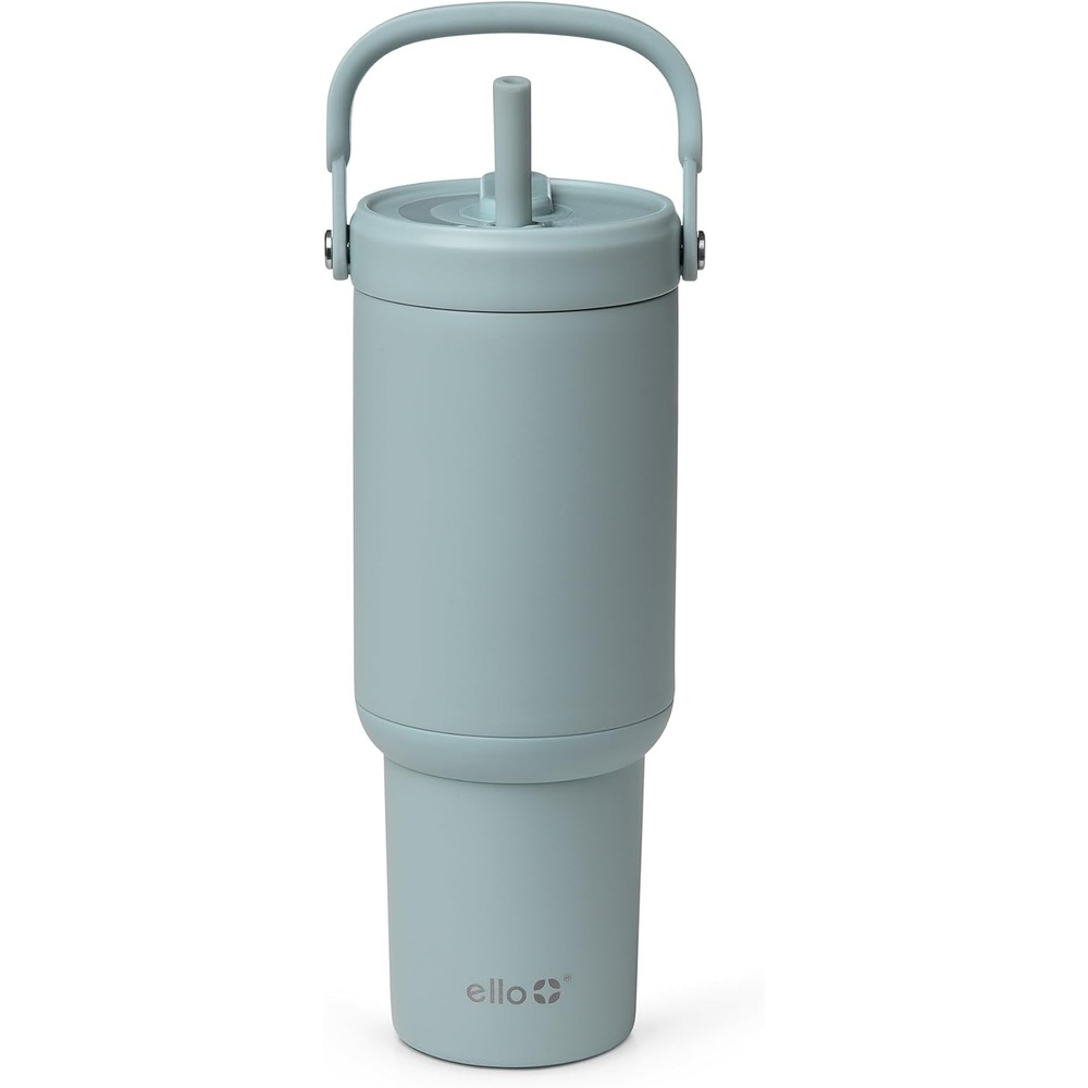image:imageEllo Oasis Go 32oz Tumbler with Top Handle and Retracting Straw Reusable Insulated Stainless Steel Cup 100 Leakproof Water Bottle 24 Hours Cold Cup Holder Friendly For Travel JadeglowSalt Water