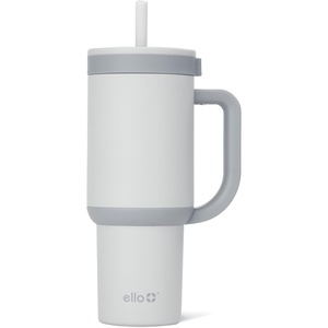 Ello Oasis 40oz Tumbler with Handle & Retracting Straw | Reusable Insulated Stainless Steel Cup 100% Leakproof | Keeps Cold for 24 Hours | Cup Holder Friendly | Picnic on the Vine(Grayscale)