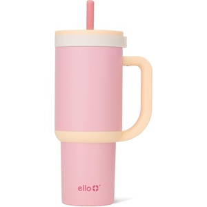 Ello Oasis 40oz Tumbler with Handle & Retracting Straw | Reusable Insulated Stainless Steel Cup 100% Leakproof | Keeps Cold for 24 Hours | Cup Holder Friendly | Picnic on the Vine(Sunrise Glow)