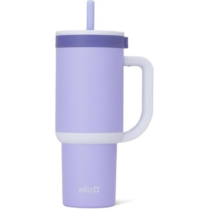 Ello Oasis 40oz Tumbler with Handle & Retracting Straw | Reusable Insulated Stainless Steel Cup 100% Leakproof | Keeps Cold for 24 Hours | Cup Holder Friendly | Picnic on the Vine(Twilight Blush)