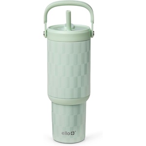 Ello Oasis Go+ 32oz Tumbler with Top Handle and Retracting Straw | Reusable Insulated Stainless Steel Cup, 100% Leakproof Water Bottle, 24 Hours Cold, Cup Holder Friendly For Travel | Jadeglow(Jadeglow)