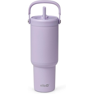 Ello Oasis Go+ 32oz Tumbler with Top Handle and Retracting Straw | Reusable Insulated Stainless Steel Cup, 100% Leakproof Water Bottle, 24 Hours Cold, Cup Holder Friendly For Travel | Jadeglow(Orchid)