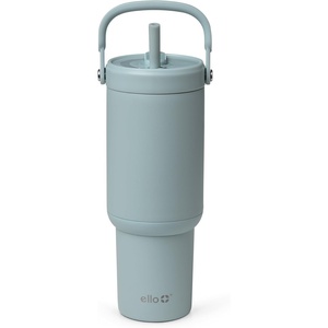 Ello Oasis Go+ 32oz Tumbler with Top Handle and Retracting Straw | Reusable Insulated Stainless Steel Cup, 100% Leakproof Water Bottle, 24 Hours Cold, Cup Holder Friendly For Travel | Jadeglow(Salt Water)