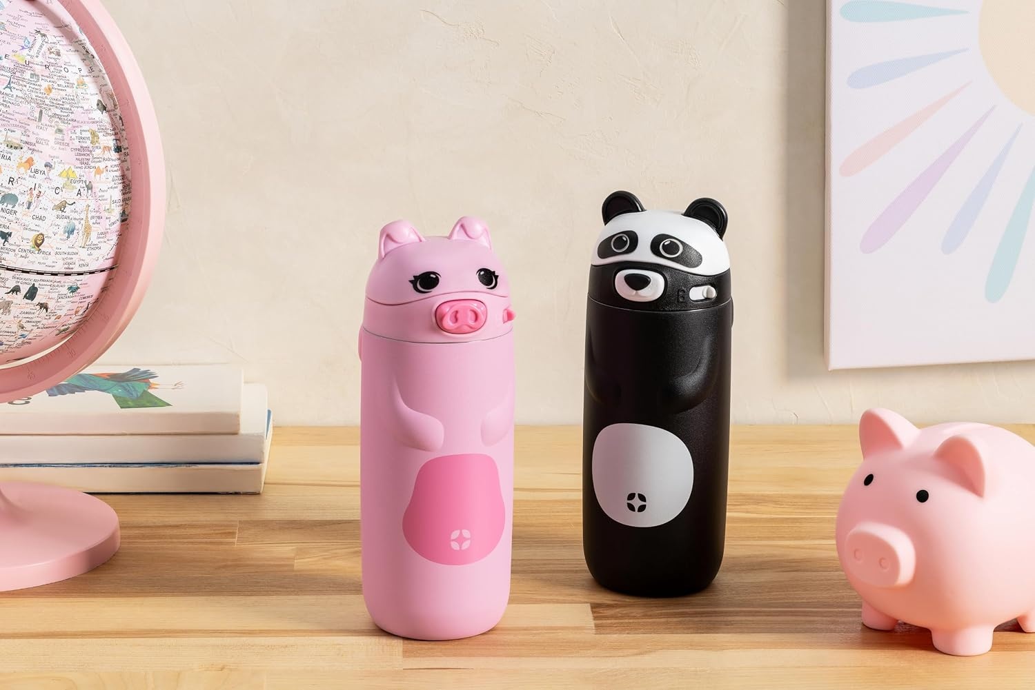 image:imageEllo Ellies 12oz Stainless Steel Leakproof Kids Water Bottle Firetruck Insulated kids water bottle with straw leakproof locking lid carry handle and stainless steel fun design for schoolPanda