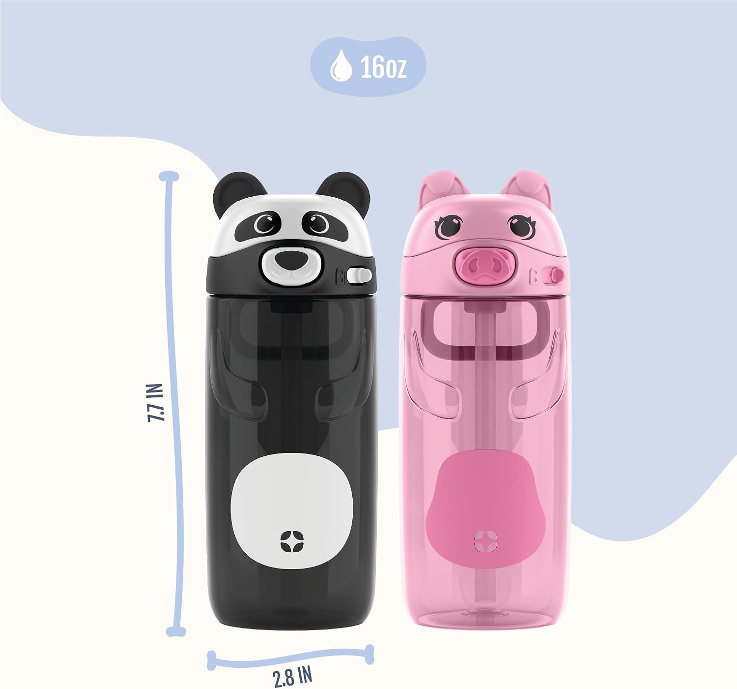 image:imageEllo Ellies 12oz Stainless Steel Leakproof Kids Water Bottle Firetruck Insulated kids water bottle with straw leakproof locking lid carry handle and stainless steel fun design for schoolPanda