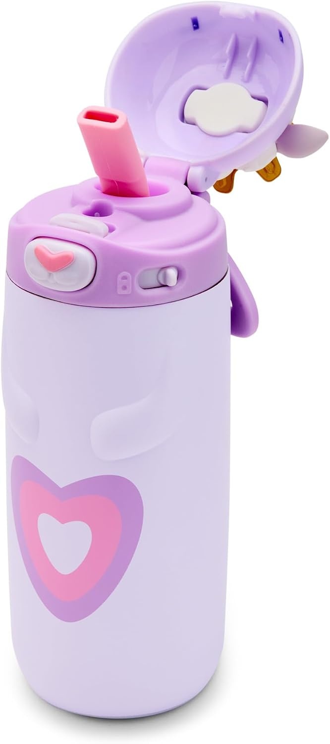 image:imageEllo Ellies 12oz Stainless Steel Leakproof Kids Water Bottle Firetruck Insulated kids water bottle with straw leakproof locking lid carry handle and stainless steel fun design for schoolLamb Princess