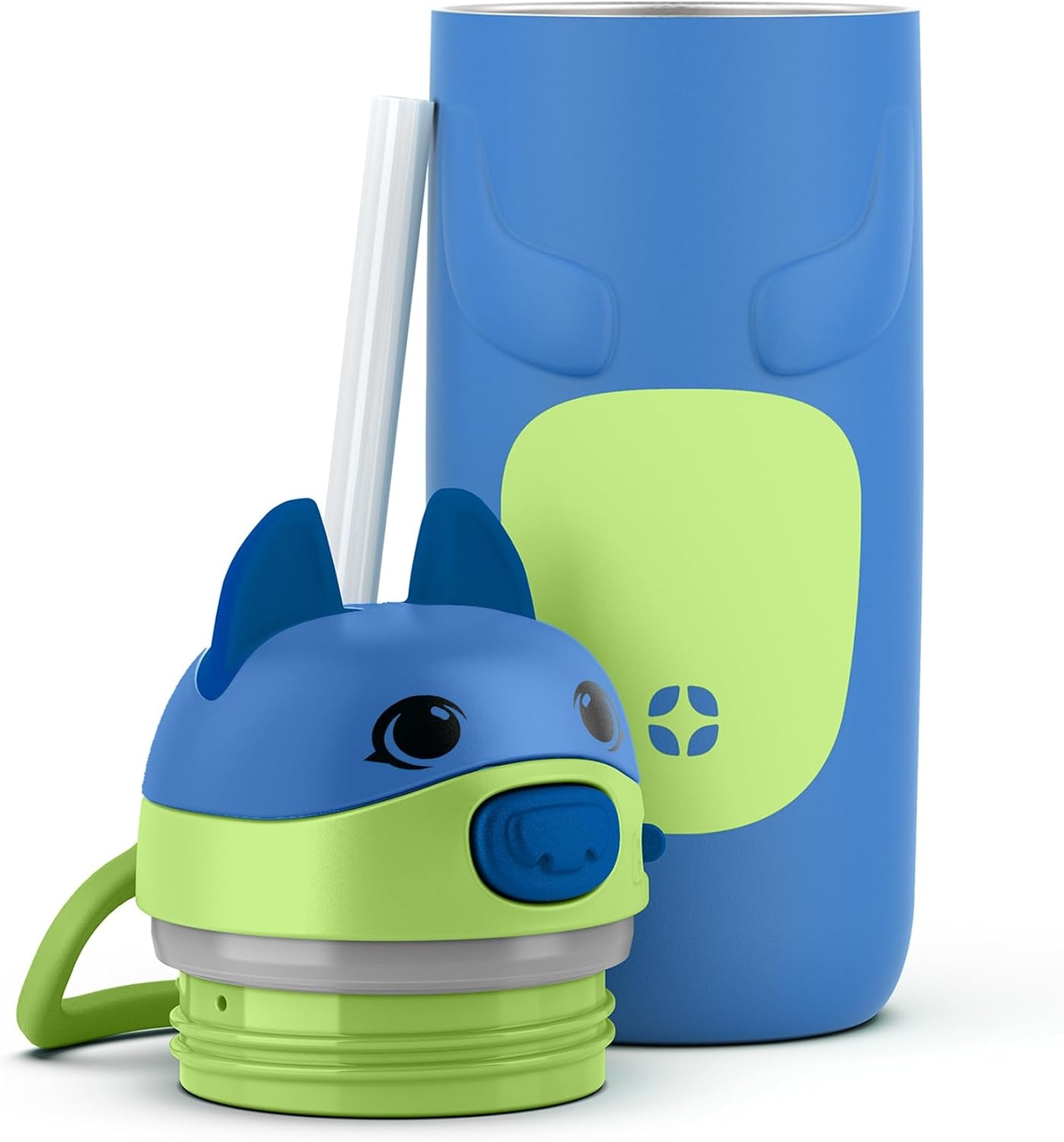image:imageEllo Ellies 12oz Stainless Steel Leakproof Kids Water Bottle Firetruck Insulated kids water bottle with straw leakproof locking lid carry handle and stainless steel fun design for schoolDog