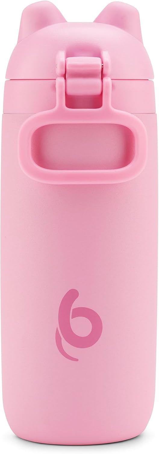 image:imageEllo Ellies 12oz Stainless Steel Leakproof Kids Water Bottle Firetruck Insulated kids water bottle with straw leakproof locking lid carry handle and stainless steel fun design for schoolPig
