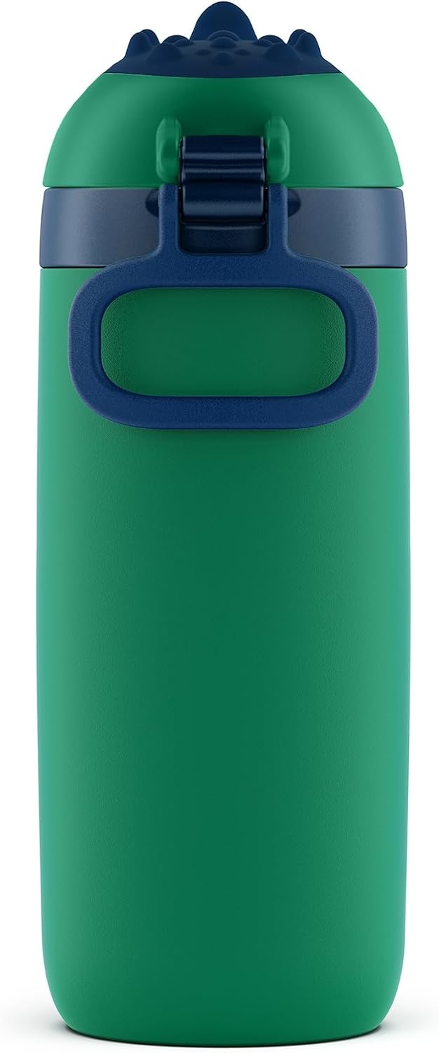 image:imageEllo Ellies 12oz Stainless Steel Leakproof Kids Water Bottle Firetruck Insulated kids water bottle with straw leakproof locking lid carry handle and stainless steel fun design for schoolDino