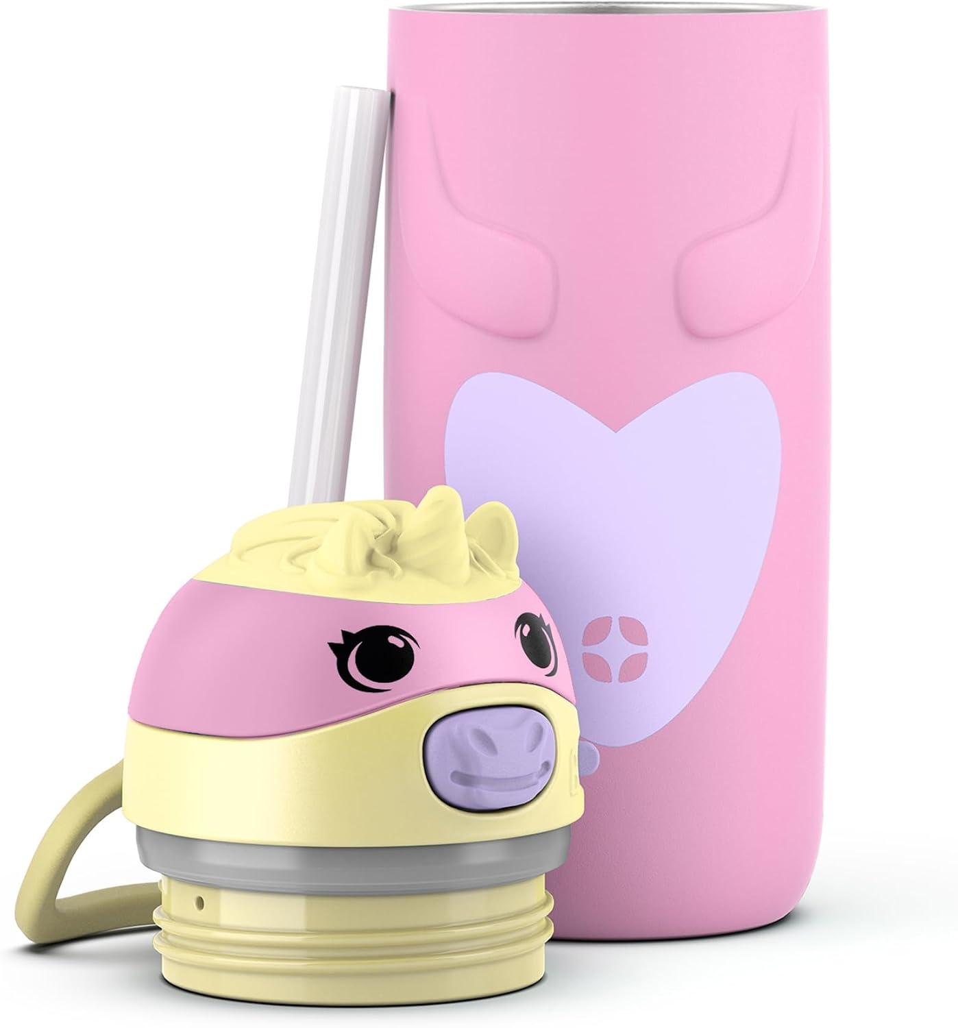 image:imageEllo Ellies 12oz Stainless Steel Leakproof Kids Water Bottle Firetruck Insulated kids water bottle with straw leakproof locking lid carry handle and stainless steel fun design for schoolUnicorn
