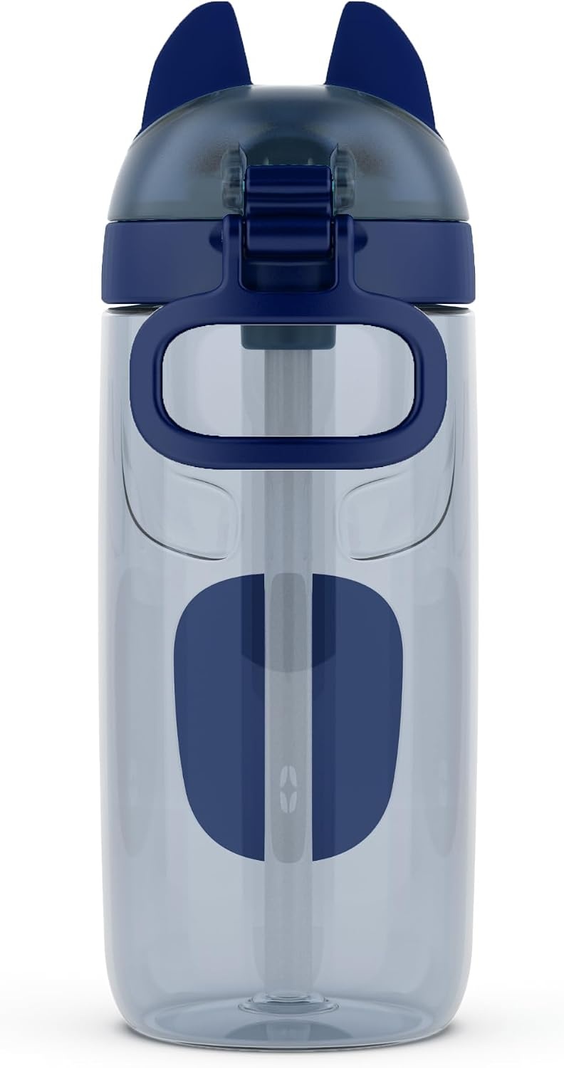 image:imageEllo Ellies 12oz Stainless Steel Leakproof Kids Water Bottle Firetruck Insulated kids water bottle with straw leakproof locking lid carry handle and stainless steel fun design for schoolDog