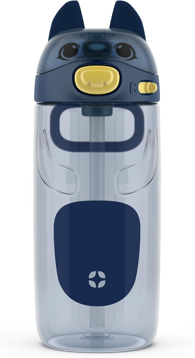 image:imageEllo Ellies 12oz Stainless Steel Leakproof Kids Water Bottle Firetruck Insulated kids water bottle with straw leakproof locking lid carry handle and stainless steel fun design for schoolDog