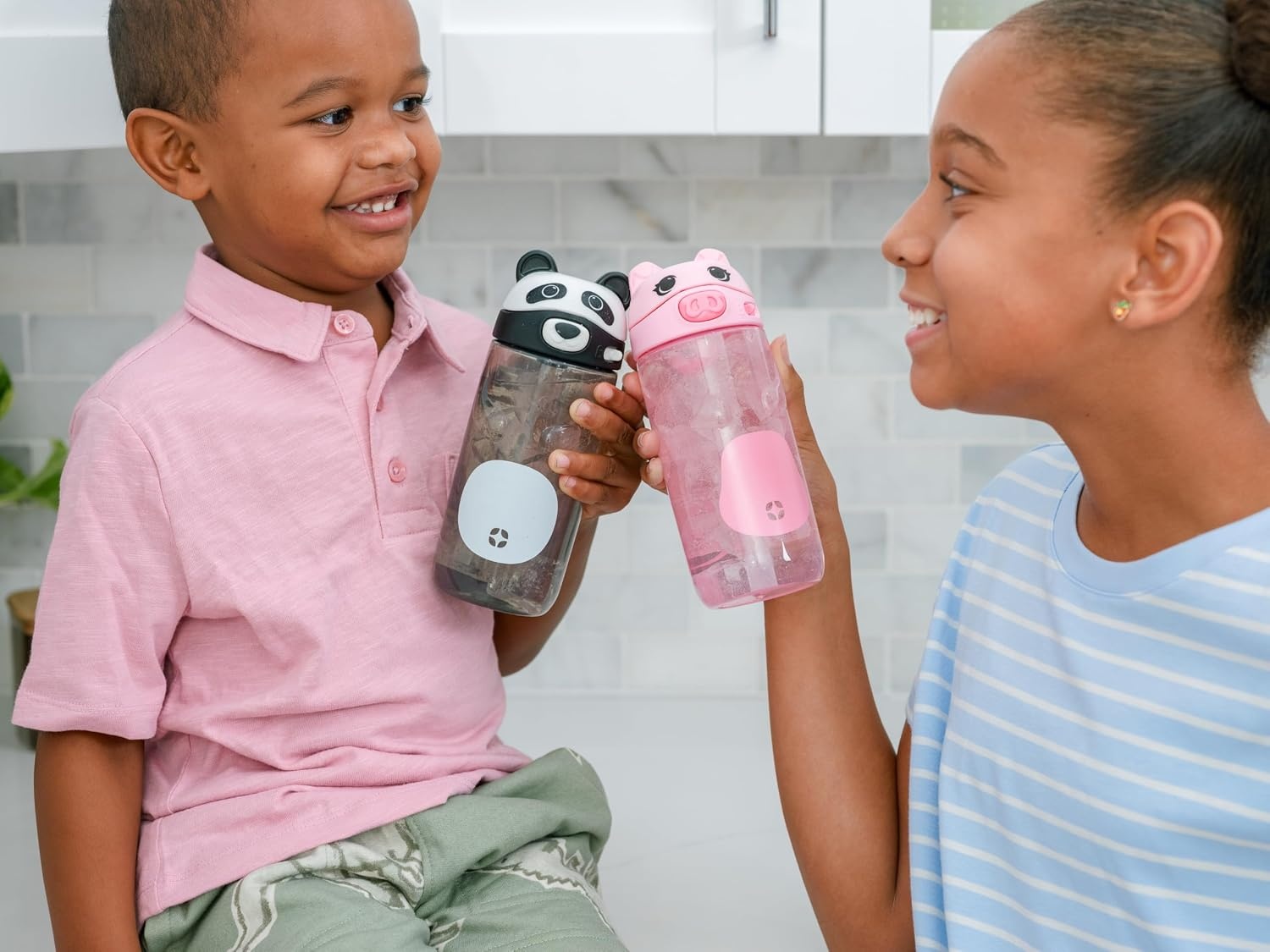 image:imageEllo Ellies 12oz Stainless Steel Leakproof Kids Water Bottle Firetruck Insulated kids water bottle with straw leakproof locking lid carry handle and stainless steel fun design for schoolPanda