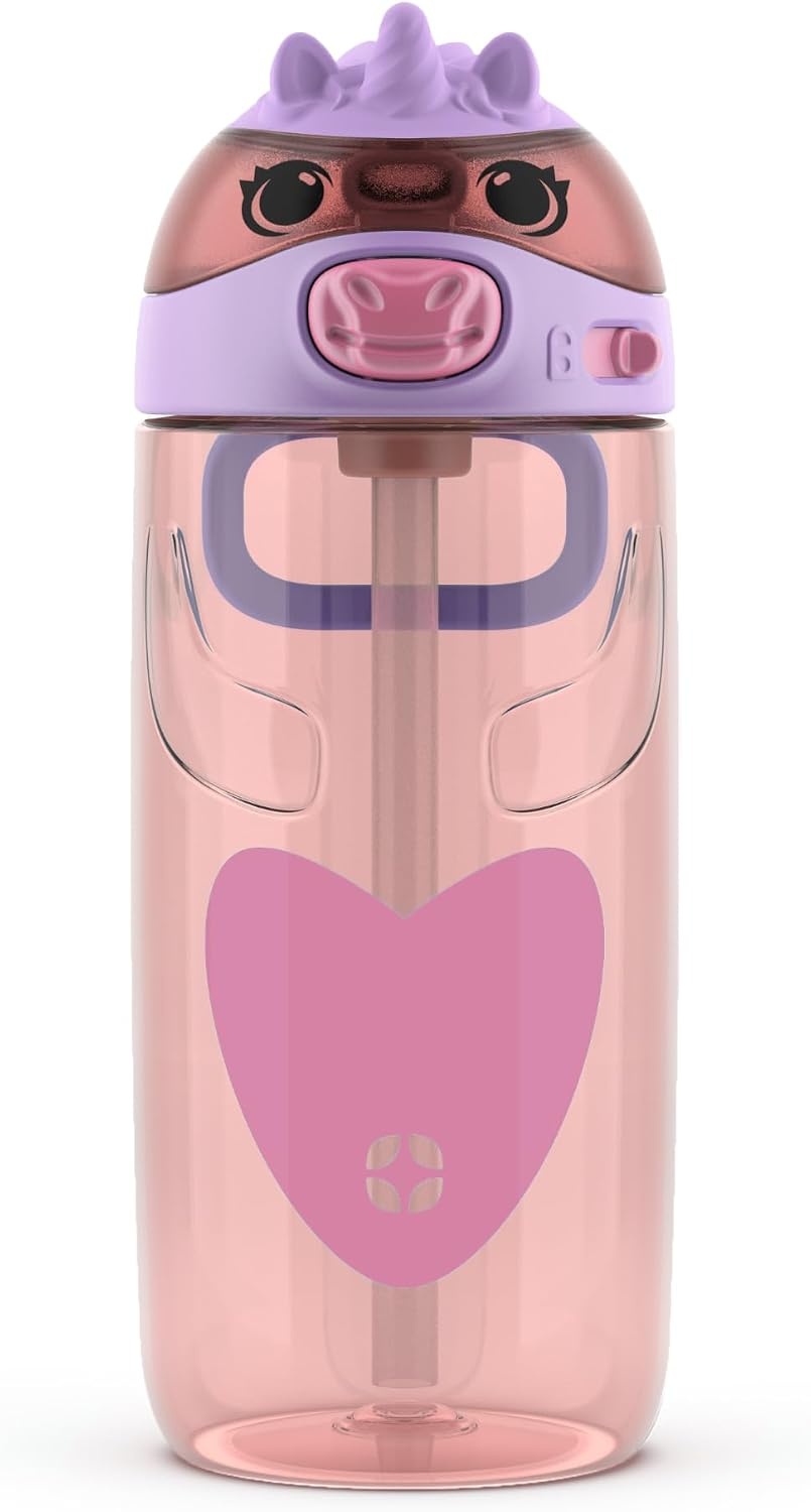 image:imageEllo Ellies 12oz Stainless Steel Leakproof Kids Water Bottle Firetruck Insulated kids water bottle with straw leakproof locking lid carry handle and stainless steel fun design for schoolUnicorn