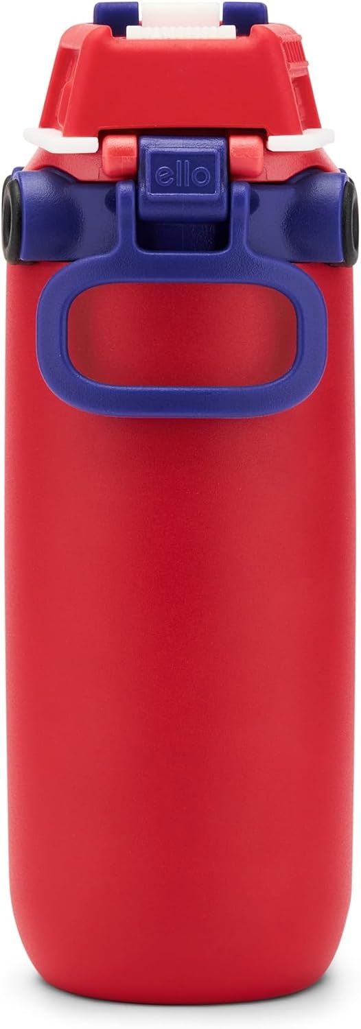 image:imageEllo Ellies 12oz Stainless Steel Leakproof Kids Water Bottle Firetruck Insulated kids water bottle with straw leakproof locking lid carry handle and stainless steel fun design for schoolFiretruck