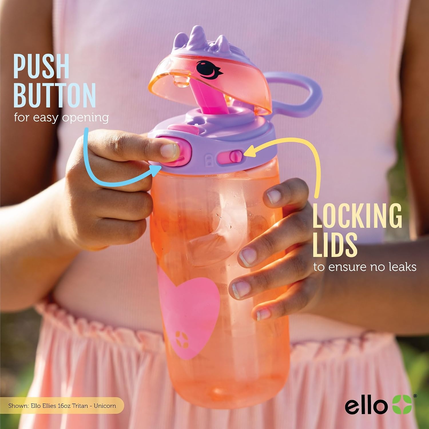 image:imageEllo Ellies 12oz Stainless Steel Leakproof Kids Water Bottle Firetruck Insulated kids water bottle with straw leakproof locking lid carry handle and stainless steel fun design for schoolDog