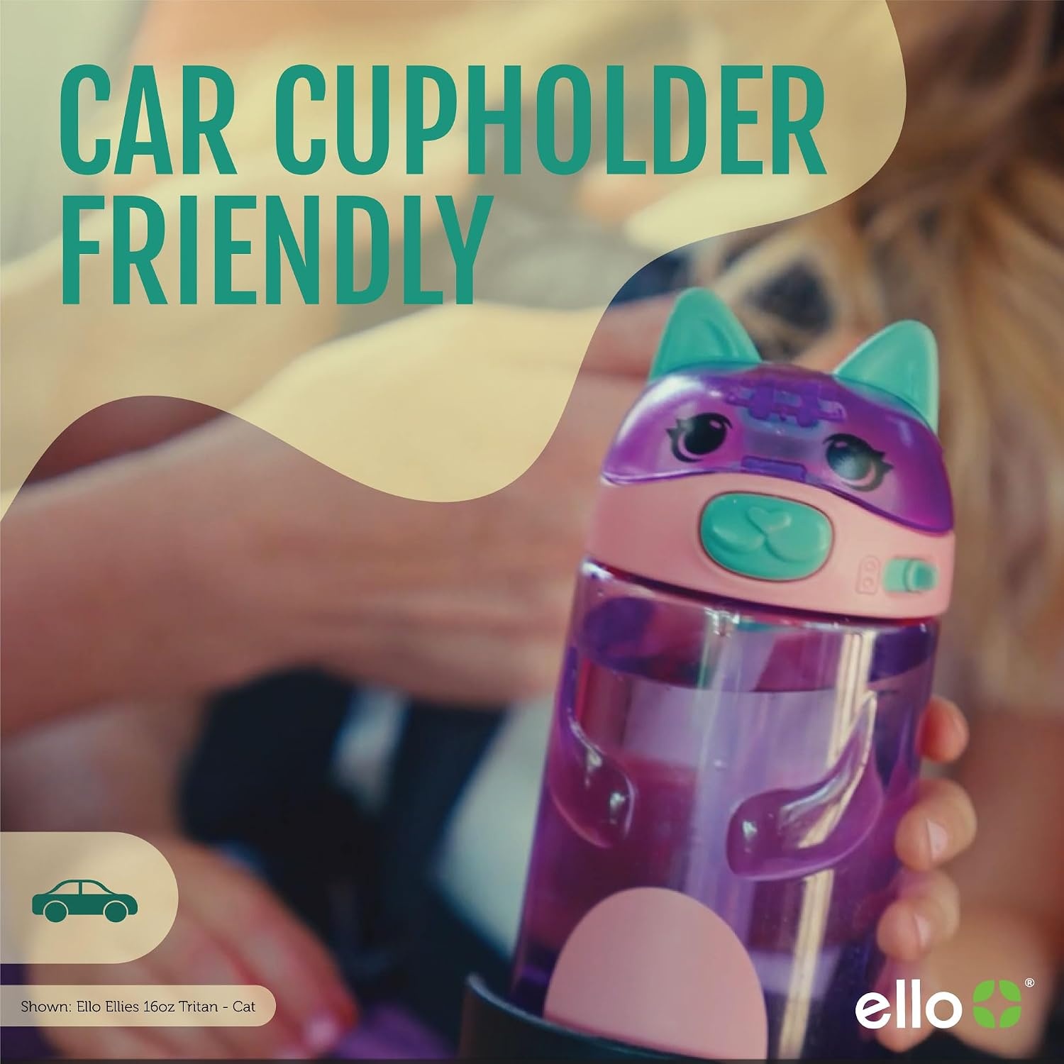 image:imageEllo Ellies 12oz Stainless Steel Leakproof Kids Water Bottle Firetruck Insulated kids water bottle with straw leakproof locking lid carry handle and stainless steel fun design for schoolCat