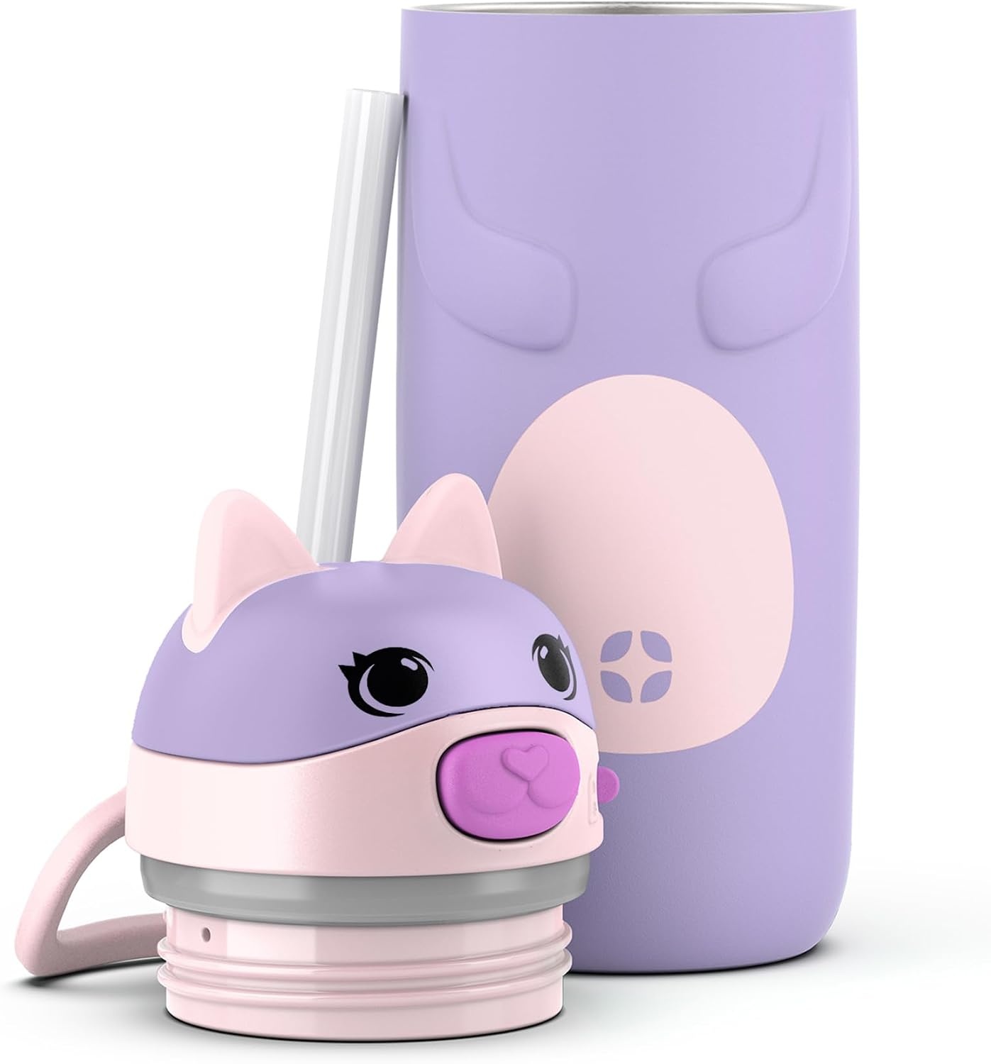 image:imageEllo Ellies 12oz Stainless Steel Leakproof Kids Water Bottle Firetruck Insulated kids water bottle with straw leakproof locking lid carry handle and stainless steel fun design for schoolCat