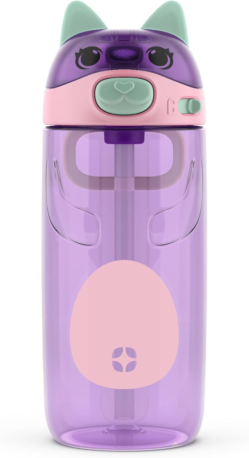 image:imageEllo Ellies 12oz Stainless Steel Leakproof Kids Water Bottle Firetruck Insulated kids water bottle with straw leakproof locking lid carry handle and stainless steel fun design for schoolCat