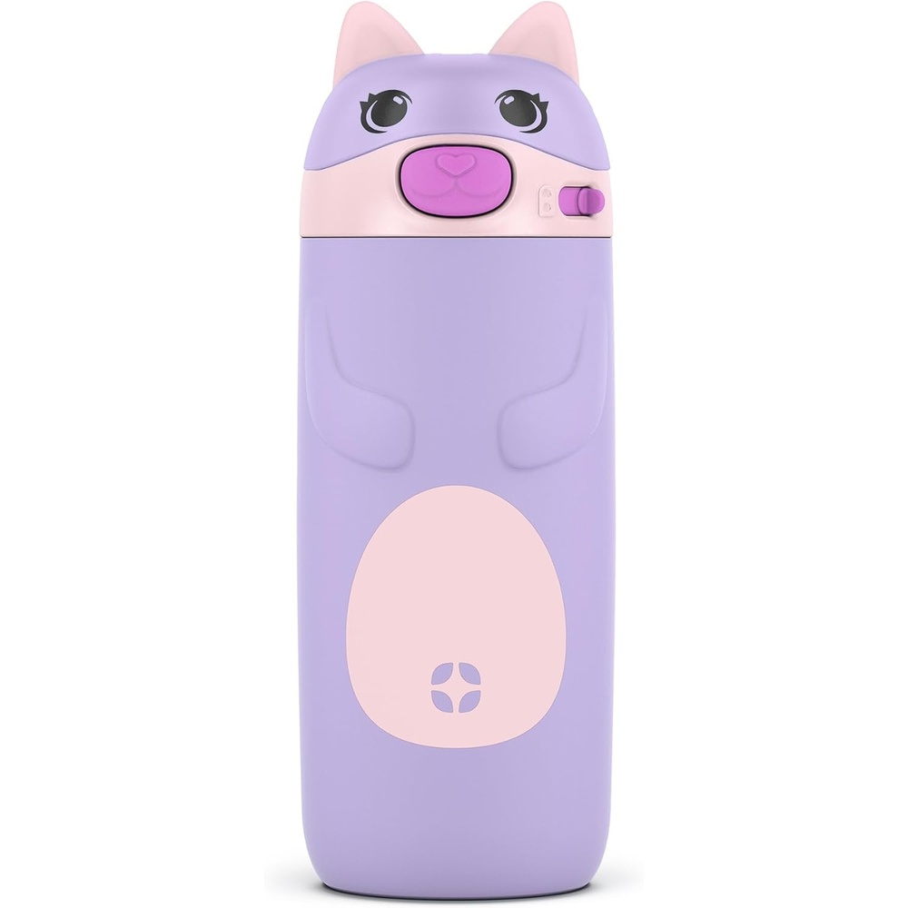 image:imageEllo Ellies 12oz Stainless Steel Leakproof Kids Water Bottle Firetruck Insulated kids water bottle with straw leakproof locking lid carry handle and stainless steel fun design for schoolCat