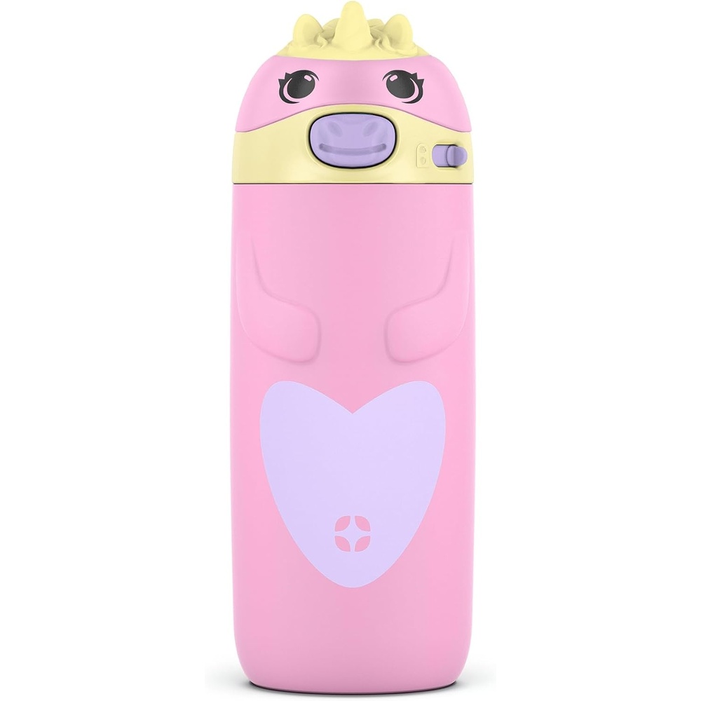 image:imageEllo Ellies 12oz Stainless Steel Leakproof Kids Water Bottle Firetruck Insulated kids water bottle with straw leakproof locking lid carry handle and stainless steel fun design for schoolUnicorn