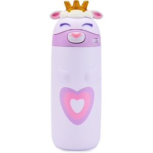 Ello Ellies 12oz Stainless Steel Leakproof Kids Water Bottle, Firetruck | Insulated kids water bottle with straw, leakproof locking lid, carry handle, and stainless steel fun design for school(Lamb Princess)