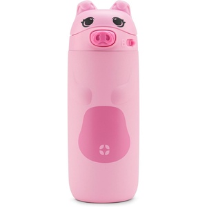 Ello Ellies 12oz Stainless Steel Leakproof Kids Water Bottle, Firetruck | Insulated kids water bottle with straw, leakproof locking lid, carry handle, and stainless steel fun design for school(Pig)