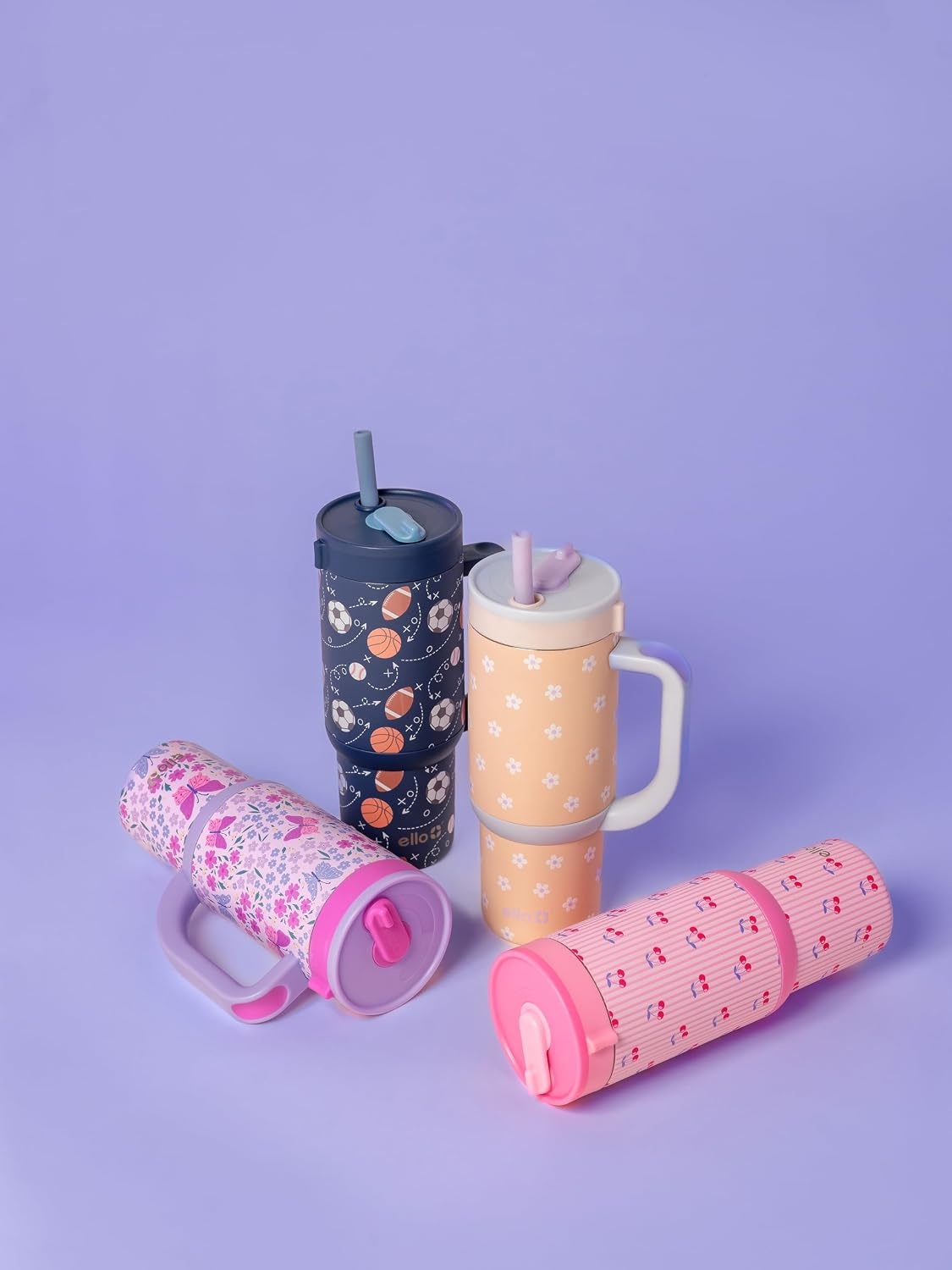 image:imageEllo Oasis Go 14oz Insulated Stainless Kids Tumbler with Straw A La Mode Leakproof kids tumbler with top handle and retracting straw BPAfree keeps drinks cold great for school and travelPreppy Cherries