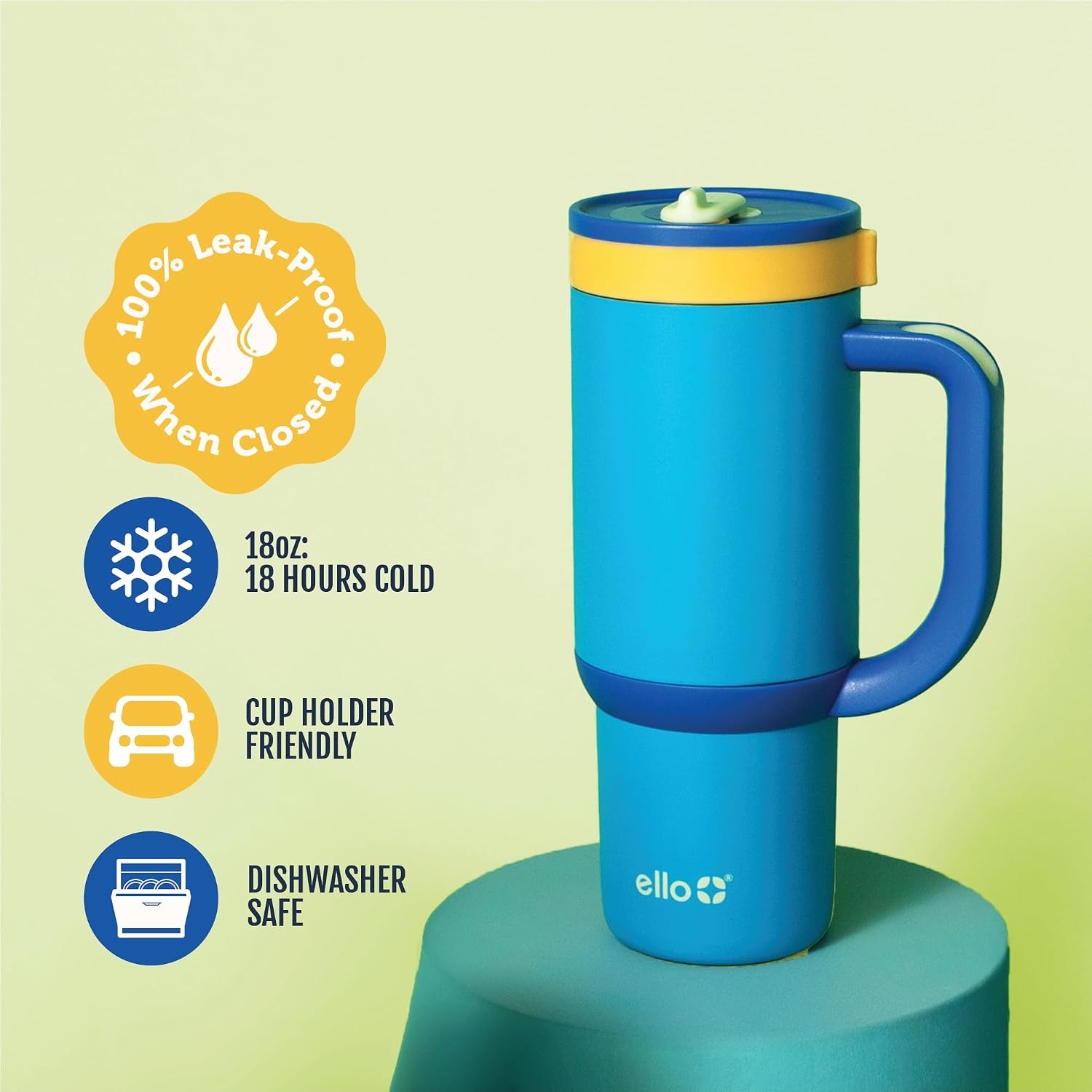 image:imageEllo Oasis Go 14oz Insulated Stainless Kids Tumbler with Straw A La Mode Leakproof kids tumbler with top handle and retracting straw BPAfree keeps drinks cold great for school and travelGlacier