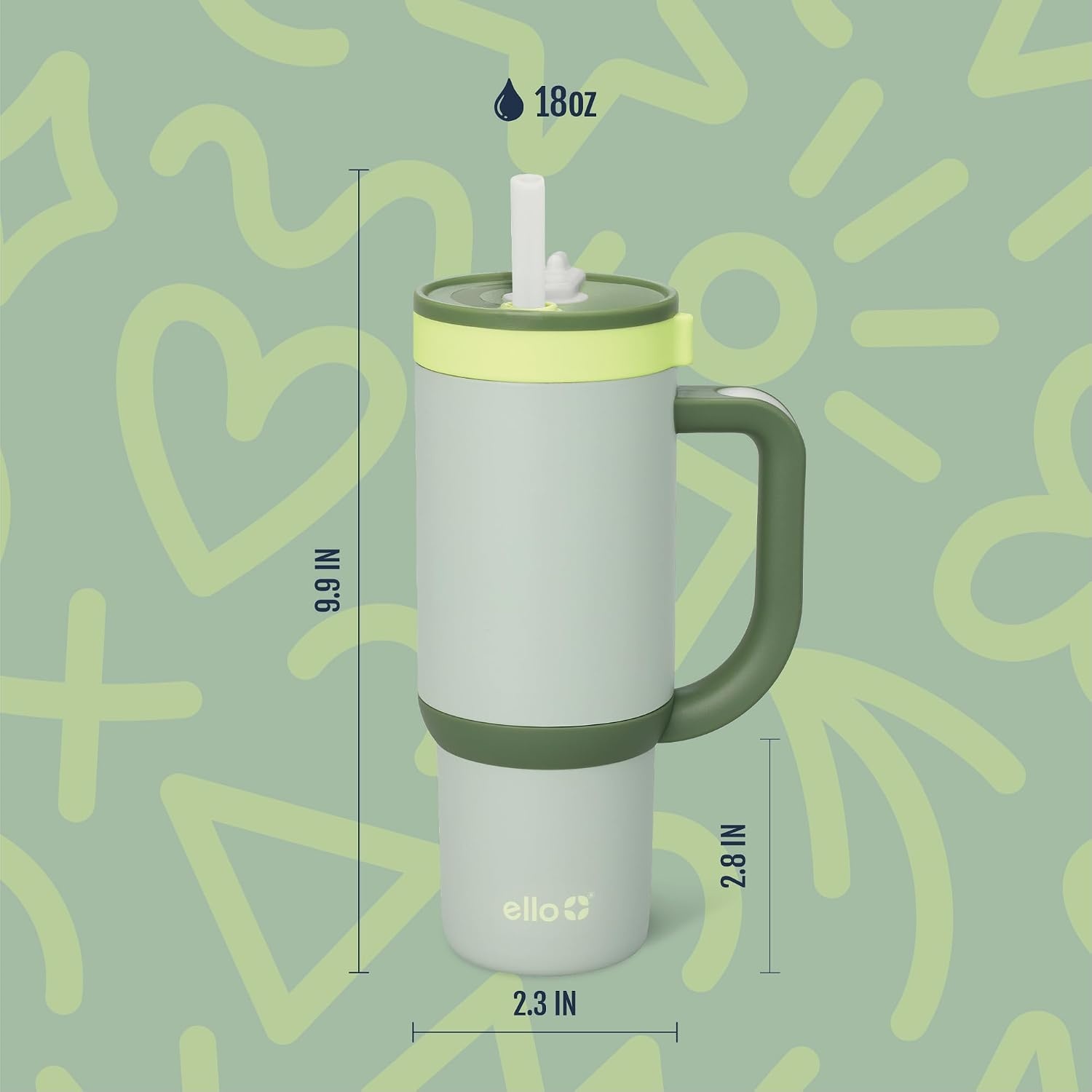 image:imageEllo Oasis Go 14oz Insulated Stainless Kids Tumbler with Straw A La Mode Leakproof kids tumbler with top handle and retracting straw BPAfree keeps drinks cold great for school and travelAvocado