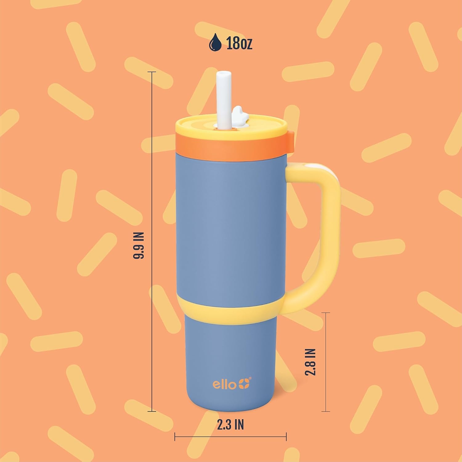 image:imageEllo Oasis Go 14oz Insulated Stainless Kids Tumbler with Straw A La Mode Leakproof kids tumbler with top handle and retracting straw BPAfree keeps drinks cold great for school and travelLighthouse