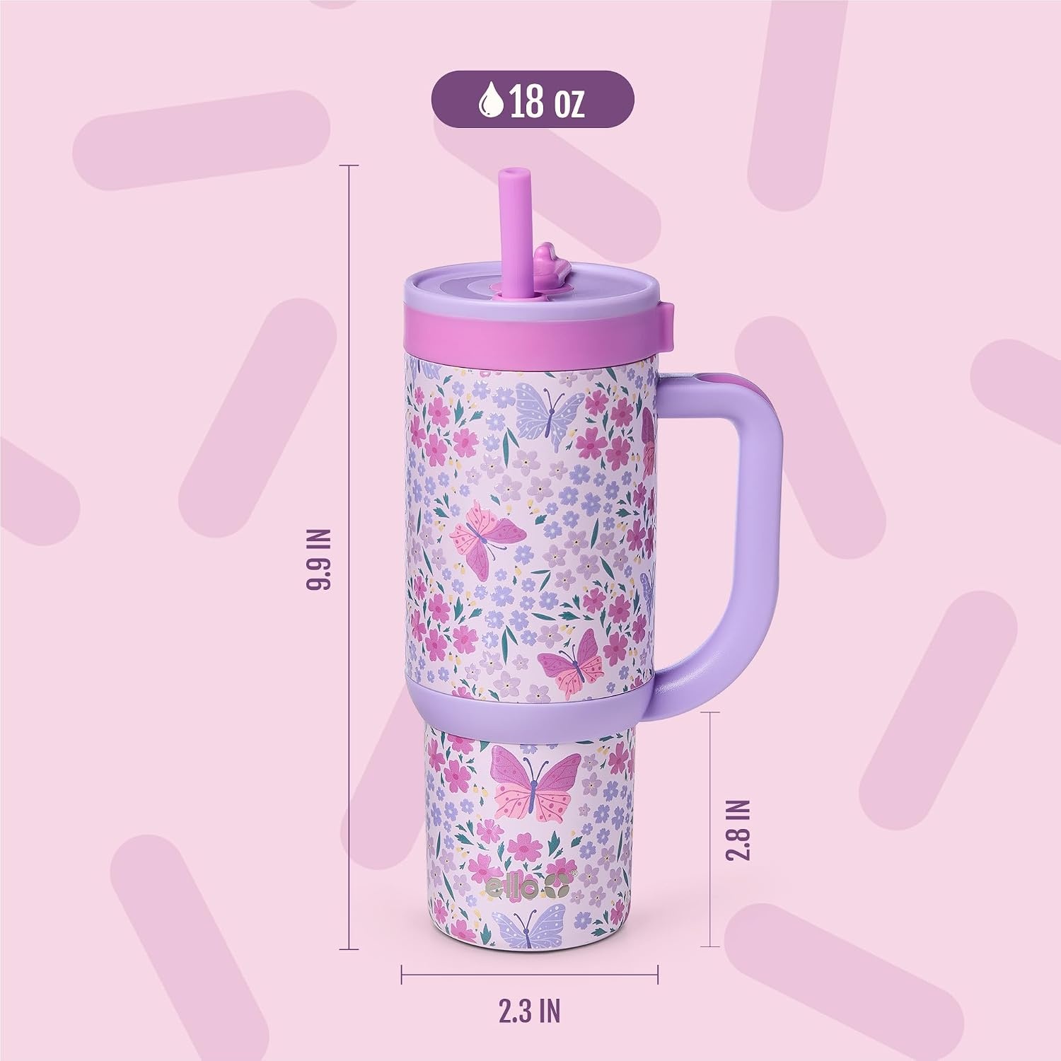 image:imageEllo Oasis Go 14oz Insulated Stainless Kids Tumbler with Straw A La Mode Leakproof kids tumbler with top handle and retracting straw BPAfree keeps drinks cold great for school and travelWinging It