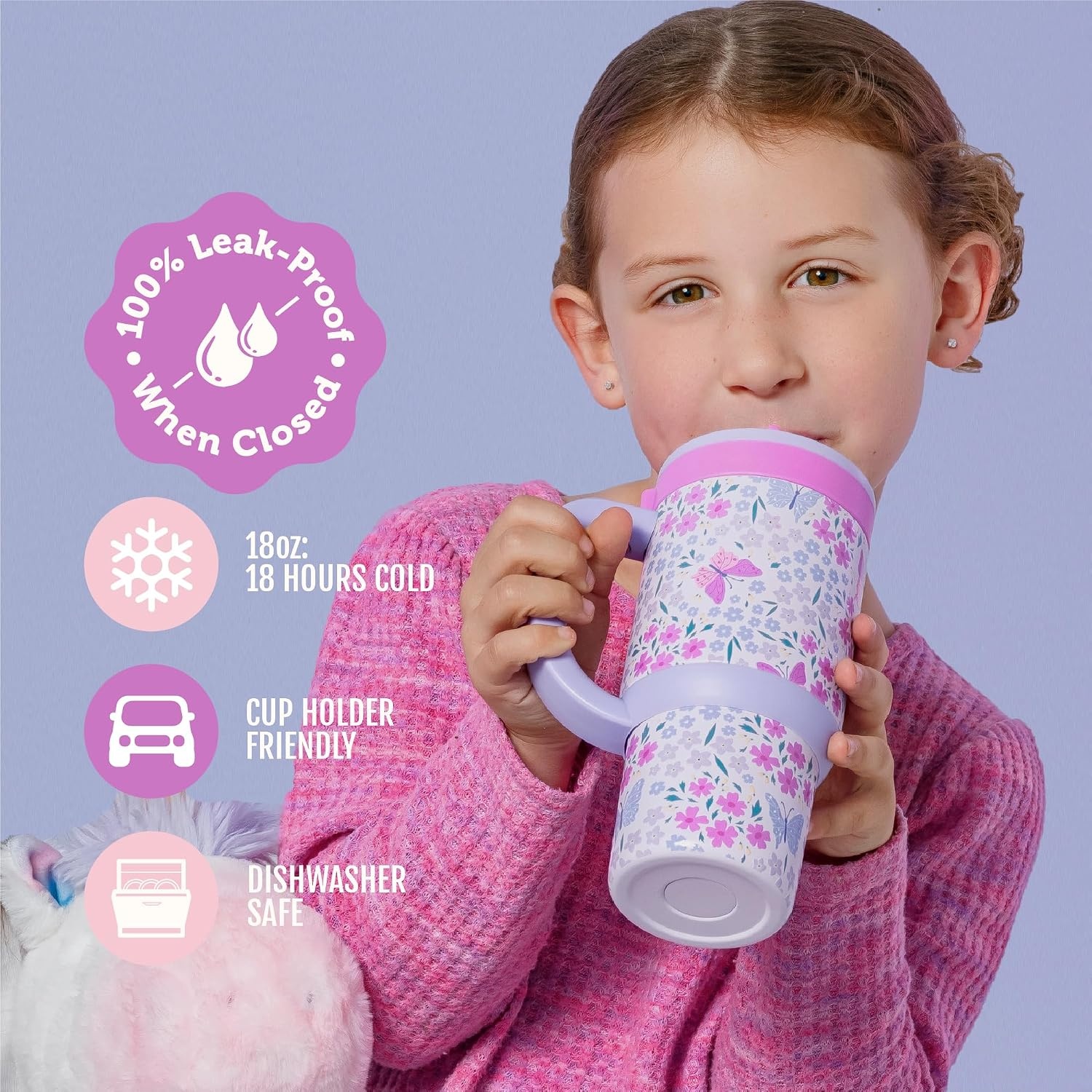 image:imageEllo Oasis Go 14oz Insulated Stainless Kids Tumbler with Straw A La Mode Leakproof kids tumbler with top handle and retracting straw BPAfree keeps drinks cold great for school and travelWinging It