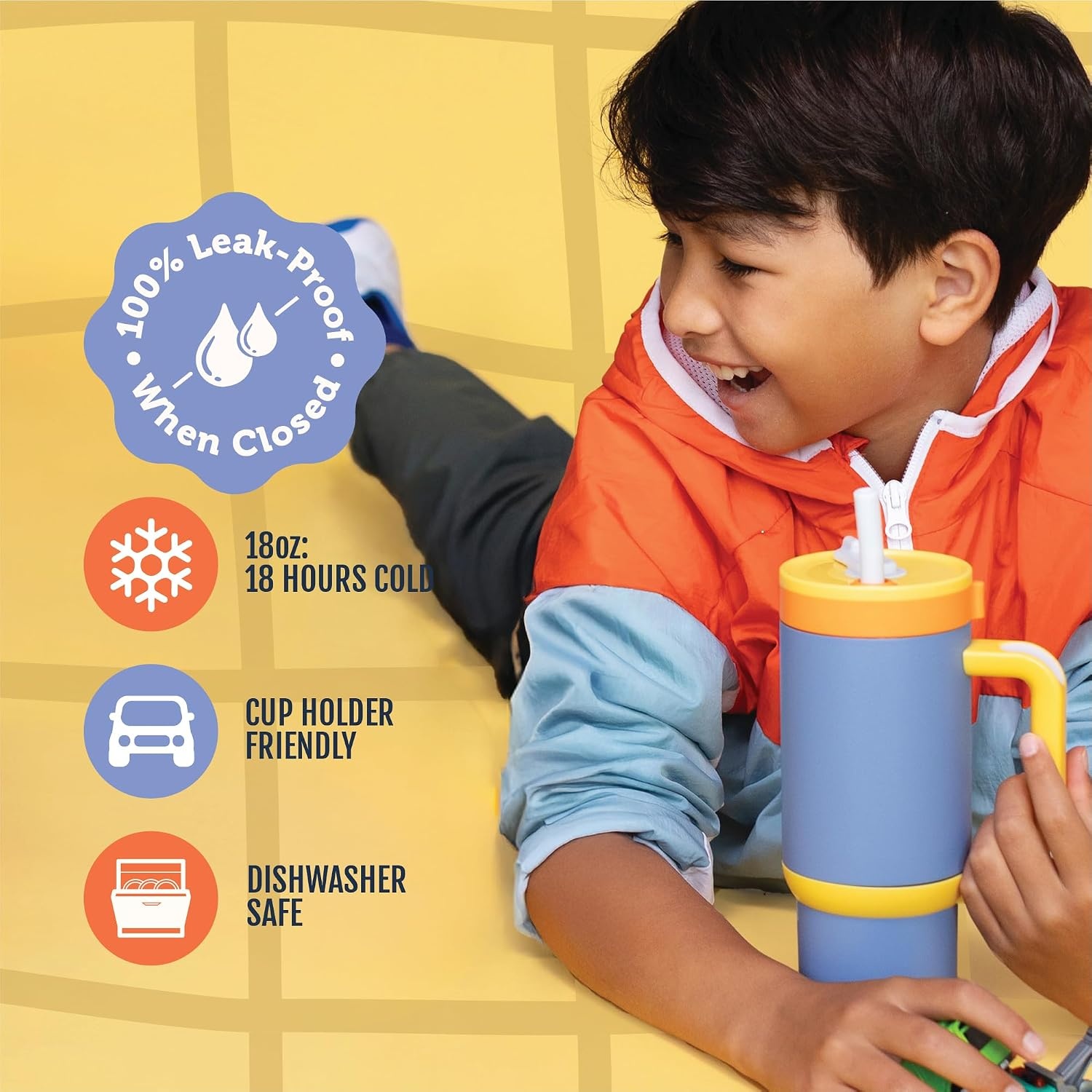 image:imageEllo Oasis Go 14oz Insulated Stainless Kids Tumbler with Straw A La Mode Leakproof kids tumbler with top handle and retracting straw BPAfree keeps drinks cold great for school and travelLighthouse