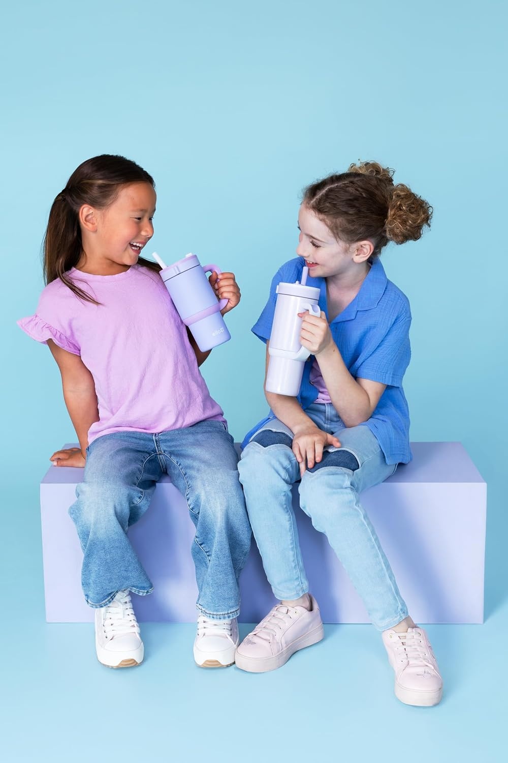 image:imageEllo Oasis Go 14oz Insulated Stainless Kids Tumbler with Straw A La Mode Leakproof kids tumbler with top handle and retracting straw BPAfree keeps drinks cold great for school and travelShiny Purple