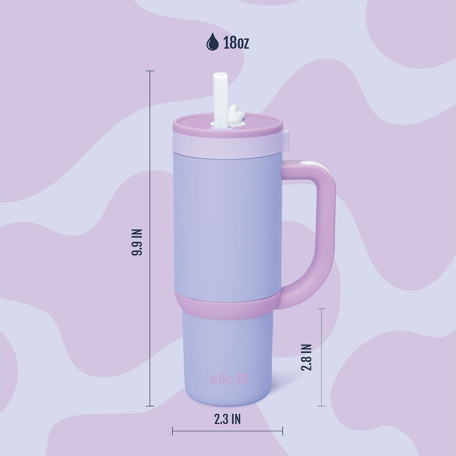 image:imageEllo Oasis Go 14oz Insulated Stainless Kids Tumbler with Straw A La Mode Leakproof kids tumbler with top handle and retracting straw BPAfree keeps drinks cold great for school and travelLavender Fields