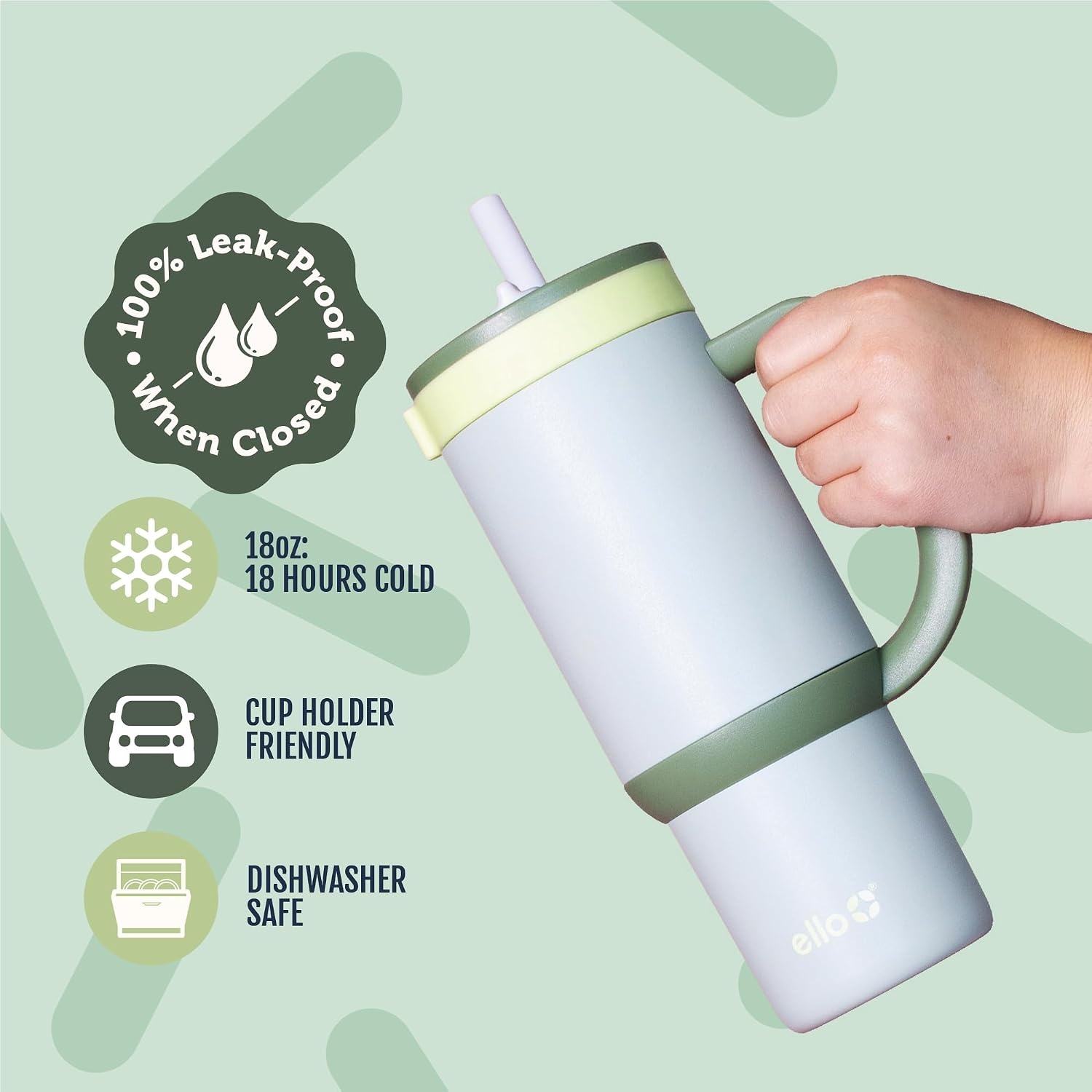 image:imageEllo Oasis Go 14oz Insulated Stainless Kids Tumbler with Straw A La Mode Leakproof kids tumbler with top handle and retracting straw BPAfree keeps drinks cold great for school and travelAvocado