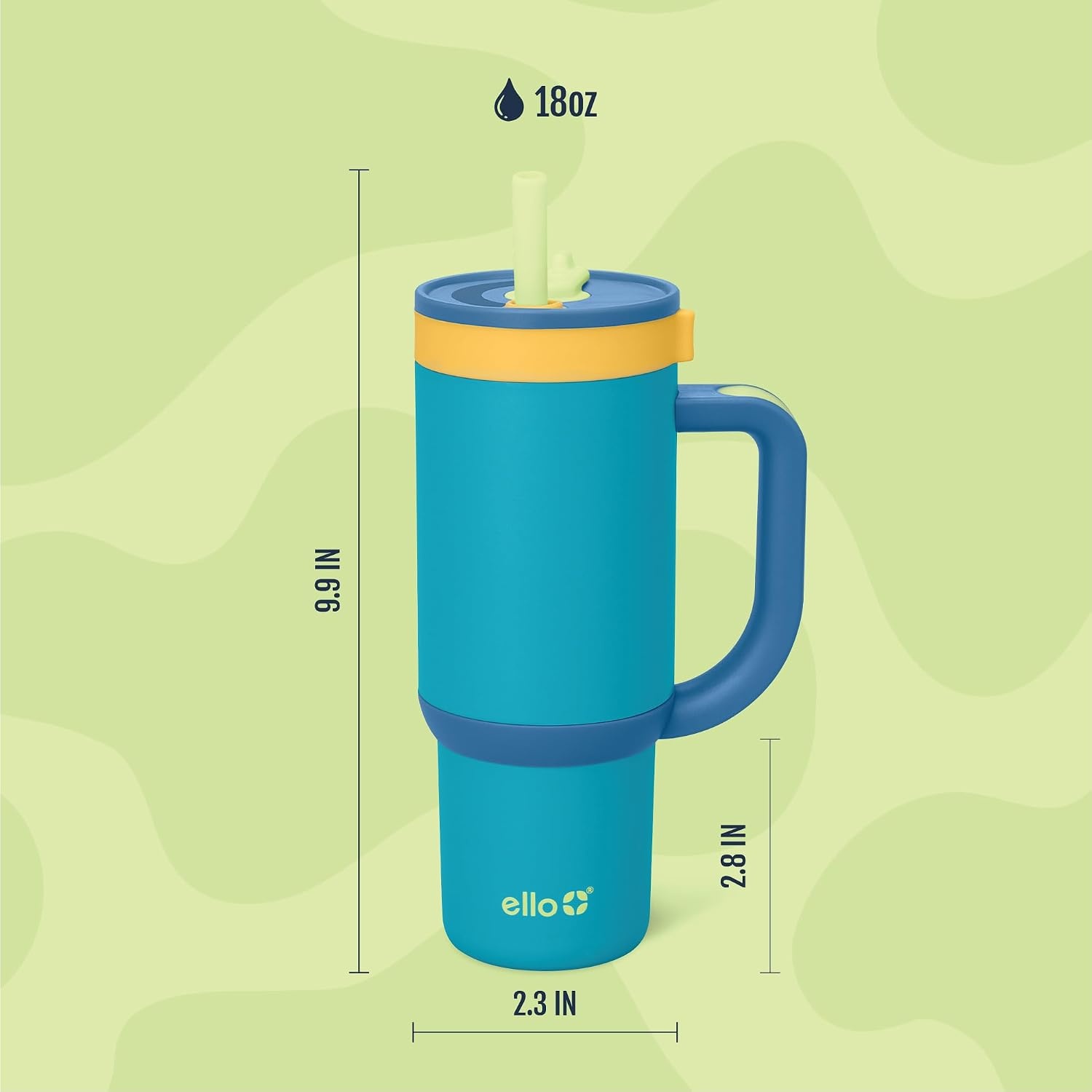 image:imageEllo Oasis Go 14oz Insulated Stainless Kids Tumbler with Straw A La Mode Leakproof kids tumbler with top handle and retracting straw BPAfree keeps drinks cold great for school and travelGlacier