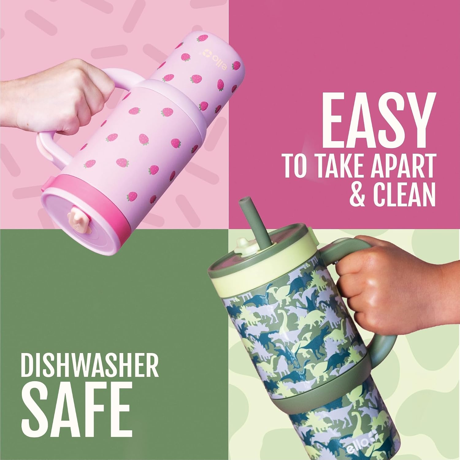 image:imageEllo Oasis Go 14oz Insulated Stainless Kids Tumbler with Straw A La Mode Leakproof kids tumbler with top handle and retracting straw BPAfree keeps drinks cold great for school and travelShiny Purple
