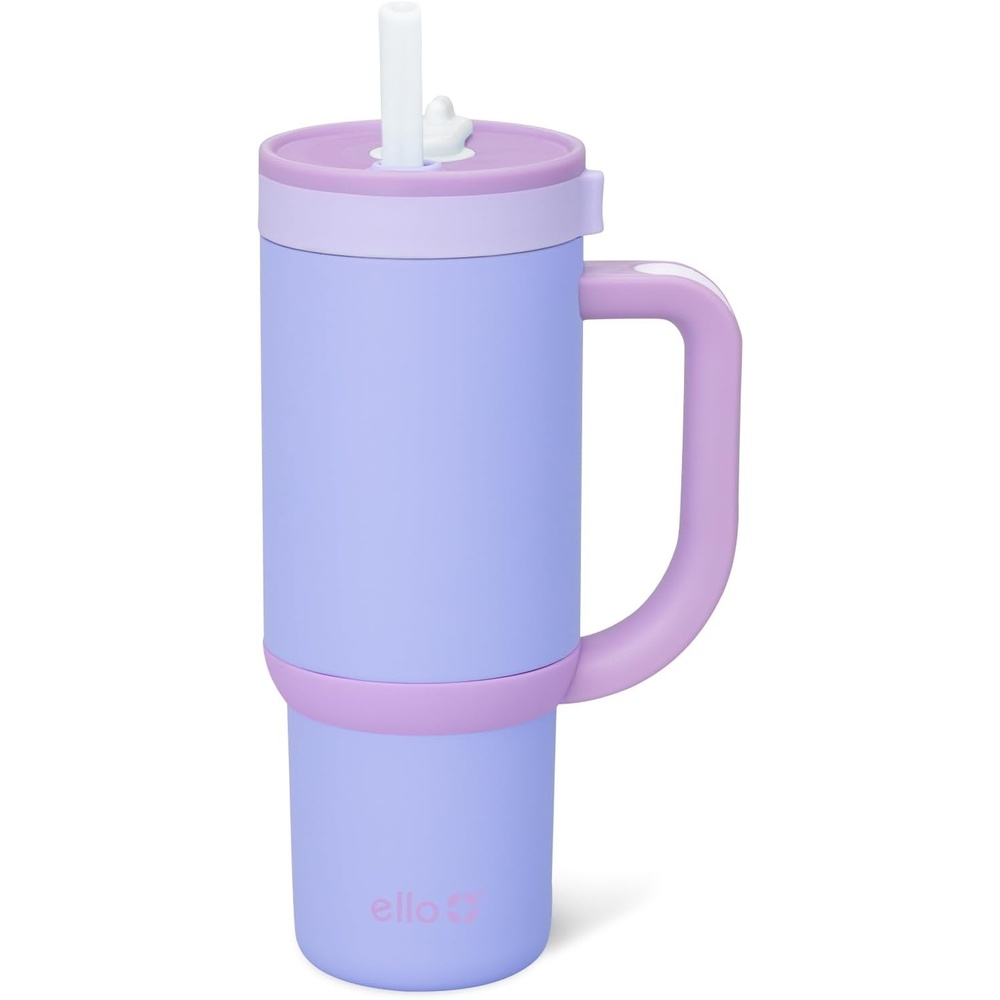 image:imageEllo Oasis Go 14oz Insulated Stainless Kids Tumbler with Straw A La Mode Leakproof kids tumbler with top handle and retracting straw BPAfree keeps drinks cold great for school and travelLavender Fields