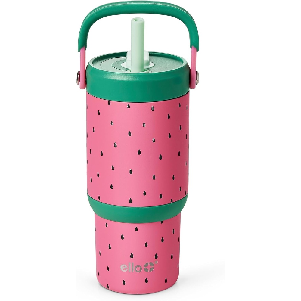 image:imageEllo Oasis Go 14oz Insulated Stainless Kids Tumbler with Straw A La Mode Leakproof kids tumbler with top handle and retracting straw BPAfree keeps drinks cold great for school and travelWatermelon