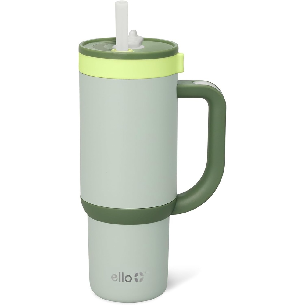 image:imageEllo Oasis Go 14oz Insulated Stainless Kids Tumbler with Straw A La Mode  Leakproof kids tumbler with top handle and retracting straw BPAfree keeps drinks cold great for school and travelAvocado