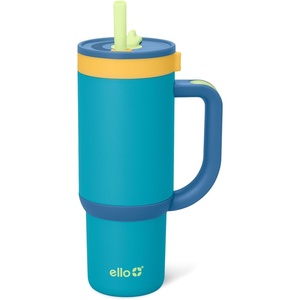 Ello Oasis Go+ 14oz Insulated Stainless Kids Tumbler with Straw, A La Mode | Leakproof kids tumbler with top handle and retracting straw. BPA-free, keeps drinks cold, great for school and travel(Glacier)