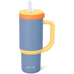 Ello Oasis Go+ 14oz Insulated Stainless Kids Tumbler with Straw, A La Mode | Leakproof kids tumbler with top handle and retracting straw. BPA-free, keeps drinks cold, great for school and travel(Lighthouse)