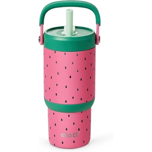 Ello Oasis Go+ 14oz Insulated Stainless Kids Tumbler with Straw, A La Mode | Leakproof kids tumbler with top handle and retracting straw. BPA-free, keeps drinks cold, great for school and travel(Watermelon)