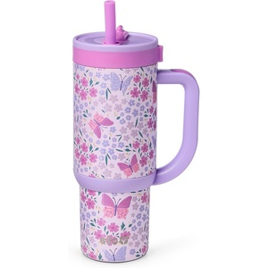 Ello Oasis Go+ 14oz Insulated Stainless Kids Tumbler with Straw, A La Mode | Leakproof kids tumbler with top handle and retracting straw. BPA-free, keeps drinks cold, great for school and travel(Winging It)