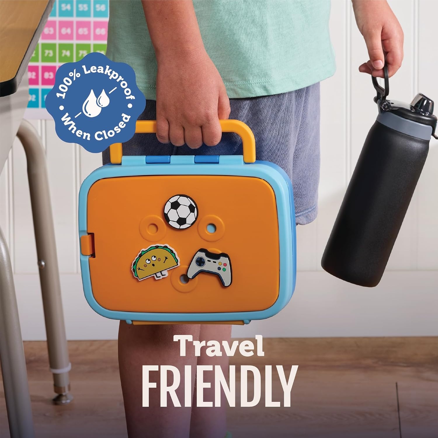 image:imageEllo Benni Kids Bento Box with Insulated Food Jar and Ice Pack Leakproof Lunch Container 3 Compartments Charm Compatible Hot and Cold Food Storage for School Lunch and Field Trips Junior CadetRazzmatazz
